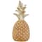 13" Gold Textured Pineapple Fruit Sculpture with Carved Top